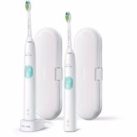 Philips Sonicare Elektrische Zahnbürste HX6807/35, Aufsteckbürsten: 2 St., 2er-Set, ProtectiveClean 4300 Schallzahnbürste mit Clean-Putzprogramm inkl. 2 Reiseetuis & Ladegerät