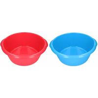 2x Grote Afwasteil Blauw / Rood 25 L 50 Cm - Camping Afwasbakken