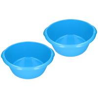 2x stuks grote afwasteil / afwasbak blauw 25 liter -