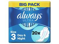 Always - Maandverband Ultra Day & Night - Met Vleugels - Maat 3 - 20 Pads