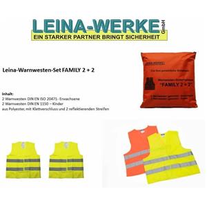 LEINA-WERKE Leina Warnwesten Set Family 2 + 2 2 Warnwesten DIN EN ISO 20471 + 2 Warnwesten DIN EN 1150 Erste Hilfe & Sicherheit