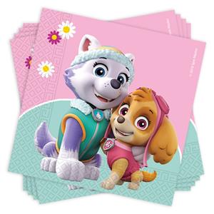 Paw Patrol roze - 20 dubbellaags papieren servetten 33x33cm