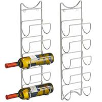 2x Stuks Zilveren Chroom Wijnflesrek/wijnrekken Hangend Voor 5 Flessen 61 Cm - Wijnrekken