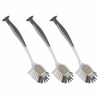 9x stuks afwasborstel met zuignap zwart 25 cm -