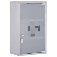 HOMCOM Medicijnkastje medicijnkastje EHBO met slot RVS 30 x 18 x 50 cm | Aosom Netherlands