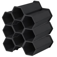 Eda 3x stuks stapelbare wijnrekken module voor 9 flessen L34 x B31 x H18 cm - Wijnfles houder hexagon