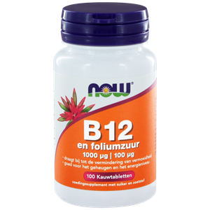 NOW B12 1000mcg en Foliumzuur Kauwtabletten