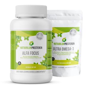Natuurlijk Presteren L-theanine, Omega-3&Glidkruid pakket - 1 maand - natuurlijke ingrediënten - hoge dosering omega-3