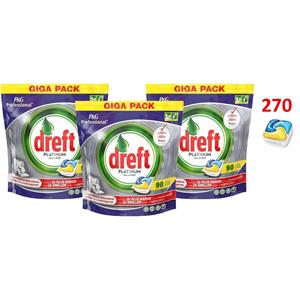 Dreft Platinum - All In One Lemon - 3 X 90 (270) Stuks - Vaatwastabletten - Voordeelverpakking