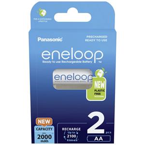 Panasonic eneloop 2er Blister AA Ni-MH Akkus 2000 mAh wiederaufladbar BK-3MCDE/2BE