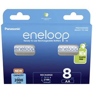 Panasonic eneloop 8er Blister AA Ni-MH Akkus 2000 mAh wiederaufladbar BK-3MCDE/8BE