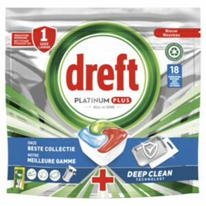 Dreft 5x  Platinum Plus All In One Vaatwastabletten Deep Clean 16 stuks