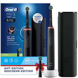 Oral-B PRO 3 3500 Black Cross Action Elektrisch Tandenborstel + Reisetui