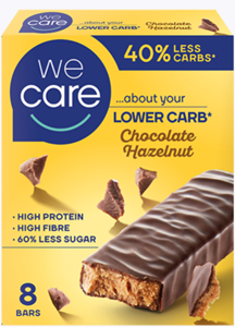 WeCare Lower carb dark chocolate hazelnut 8 stuks