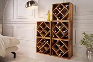 Invicta Interior Wijnrek Kubus 40cm Massief Sheesham Hout - 41137