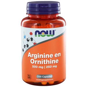 Now Arginine en ornithine 500/250mg 100 capsules