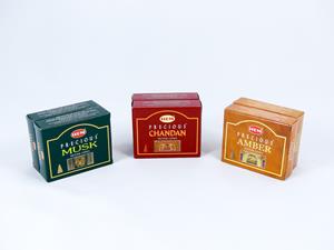lalashops HEM Wierook Set - Kegels / Cones - Indiase Sandelhout - Amber - Musk / Chandan - Amber - Musk - (Precious)