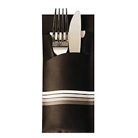 PAPSTAR Tischläufer 520 Bestecktaschen 20 cm x 8,5 cm schwarz/weiss Stripes inkl. farbig