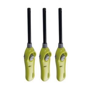 Set van 3x stuks lime groene barbecue aanstekers/gasaanstekers navulbaar 26 cm -