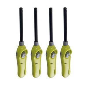 Pakket van 4x stuks lime groene barbecue aanstekers/gasaanstekers navulbaar 26 cm -