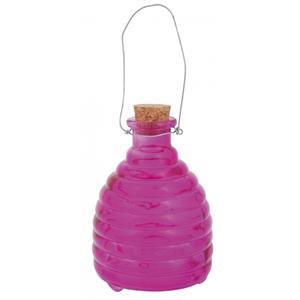 Glazen wespenvangen roze met kurk 14 cm -