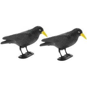 Raaf/kraai - 2x - zwart - vogelverschrikker/vogelverjager - 35 cm -