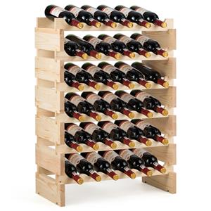 Costway Weinregal 36 Flaschen Große Kapazität Weinregal Hölzerner Wein Aufbewahrungsständer 63 x 28 x 85 cm