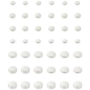 VOLTCRAFT Knopfzellen-Set 6 x AG1, 12 x AG3, 6 x AG4, 9 x AG10, 3 x AG12, 6 x AG13
