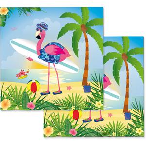 Folat 20x Dieren thema flamingo tafel servetten 33 x 33 cm -