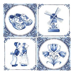 Ambiente 20x Delfts blauw thema servetten 33 x 33 cm -