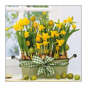 Ambiente 20x Pasen thema tafel servetten narcissen/paaseitjes thema 33 x 33 cm -