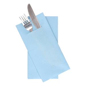 12x stuks Lichtblauwe servetten met bestek gleuf cm -