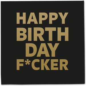 40x Zwarte gefeliciteerd / happy birthday f*cker tafel thema servetten 33 x 33 cm -