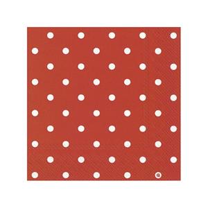 Ihr 40x Polka Dot 3-laags servetten rood met witte stippen 33 x 33 cm -