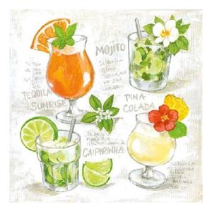 Ambiente 40x stuks tafel servetten met cocktail print 3-laags -