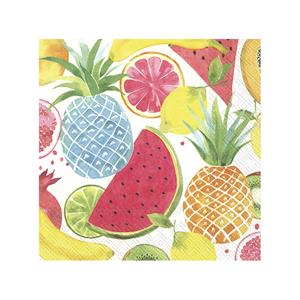 Ihr 40x Tropische 3-laags servetten fruitig fruit 33 x 33 cm -