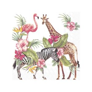 Ihr 40x Tropische 3-laags servetten safari park dieren 33 x 33 cm -