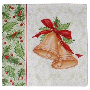 Gerim Kerst tafel servetten 40x stuks van 33 x 33 cm - Kerstbellen print -