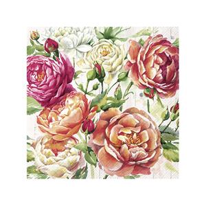 Ihr 40x Gekleurde 3-laags servetten vintage rozen 33 x 33 cm -