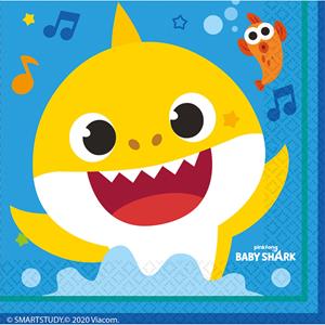 Baby Shark 32x stuks  servetten 33 x 33 cm -