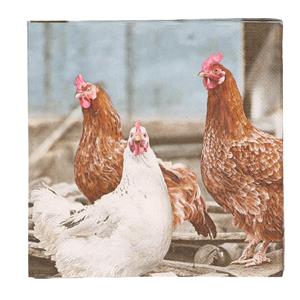 Esschert Design 60x Pasen thema servetten met kippen print 33 x 33 cm -