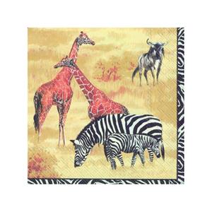 Ihr 60x Tropische 3-laags servetten safari park dieren 33 x 33 cm -