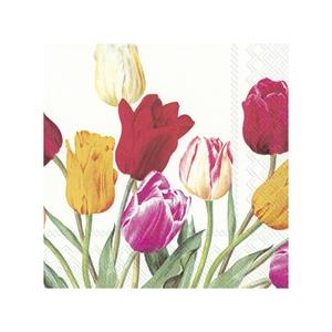 Ihr 60x Gekleurde 3-laags servetten tulpen 33 x 33 cm -