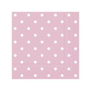 Ihr 60x Polka Dot 3-laags servetten licht roze met witte stippen 33 x 33 cm -