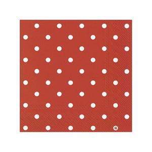 Ihr 60x Polka Dot 3-laags servetten rood met witte stippen 33 x 33 cm -