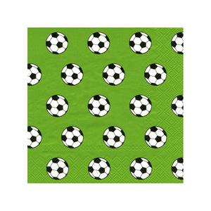 Ihr 60x groen 3-laags servetten voetbal ballen 33 x 33 cm -