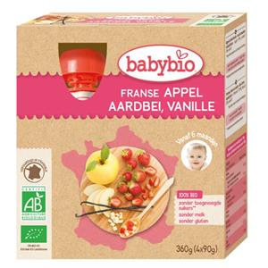 Babybio Appel aardbei vanille 90 gram bio
