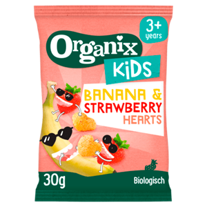 Organix Kids Bio Banaan & Aardbei hartjes 3+j