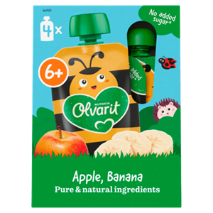 Olvarit 6+mnd Knijpfruit Appel Banaan 4-Pack