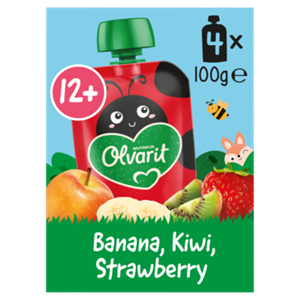 NUTRICIA Olvarit lvarit Knijpfruit Banaan Kiwi Aardbei 12+ Maanden 4 x 100g bij Jumbo